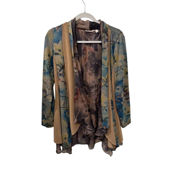 Soft Surroundings Womens P/S Floral Watercolor Open Front Cardigan Jacket Lightw - Picture 4 of 7